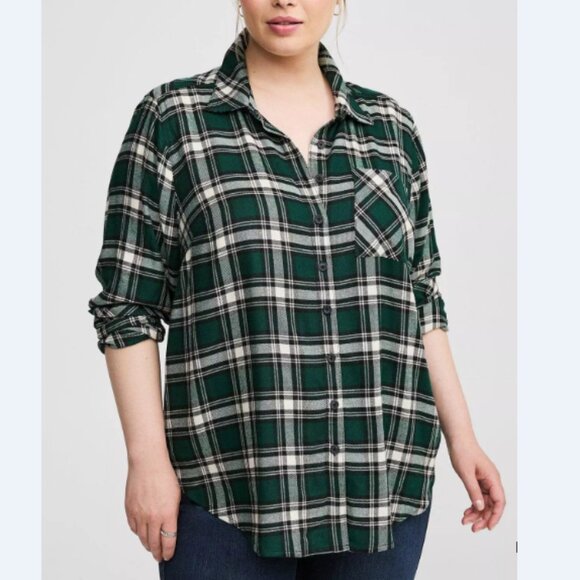 Torrid Lizzie Softest Flannel Button-Down Long Sleeve Shirt - Picture 2 of 8